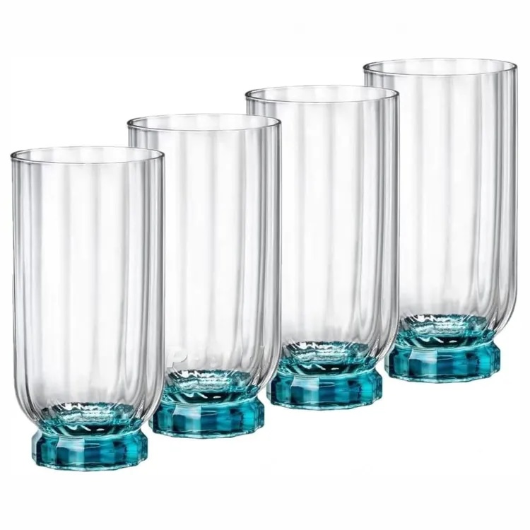 Набор 4-х высоких  стаканов 430 мл FLORIAN LUCENT BLUE Bormioli Rocco D