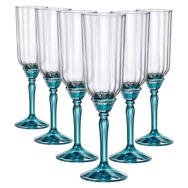 Набор 6-ти бокалов  для шампанского 210 мл Florian Lucent Blue Bormioli Rocco D